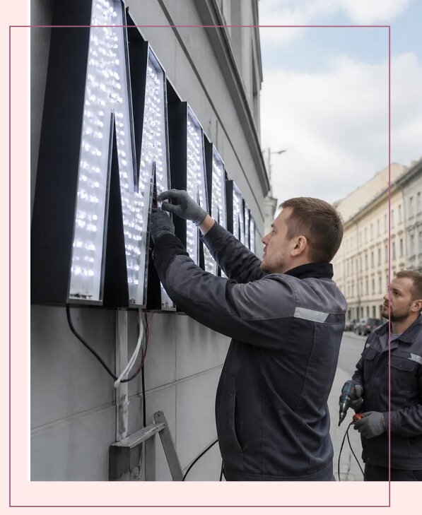 Изготовление и монтаж светодиодных LED вывесок в Петергофе