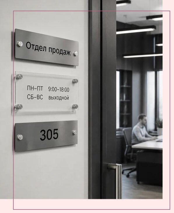 Офисные таблички на дверь в Петергофе по цене от 5126 р. | Аванза-Птф